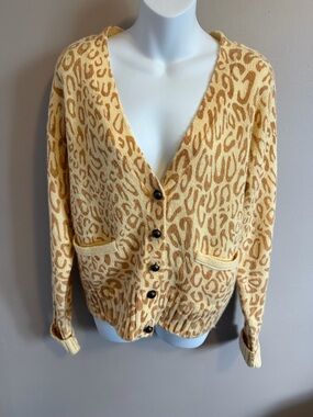 Rebecca Minkoff Leopard Print V-Neck Cardigan Small